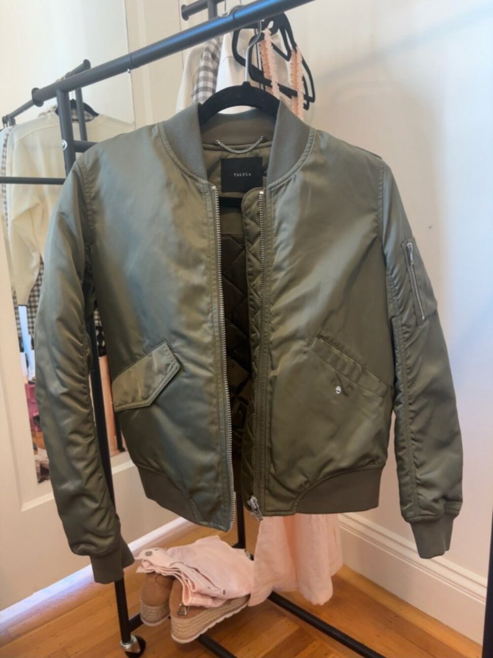 Aritzia Talula Whitby Olive Bomber Jacket S